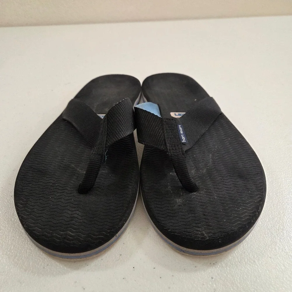 Hari Mari Mens Dunes Flip Flop Sandals Black Light Blue Size 10 Casual Beach‎
